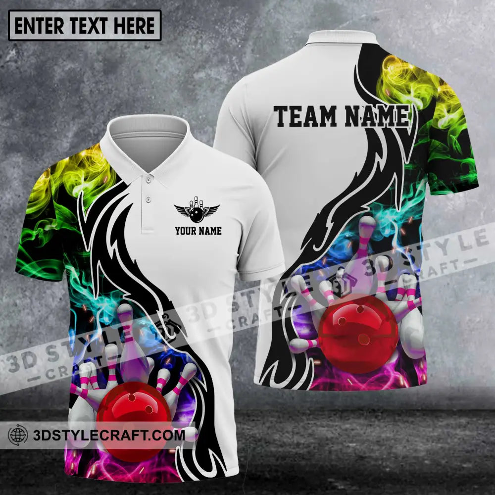 Unisex Shirt - Custom Name And Team Colorful Bowling Lover Polo / S T-Shirt