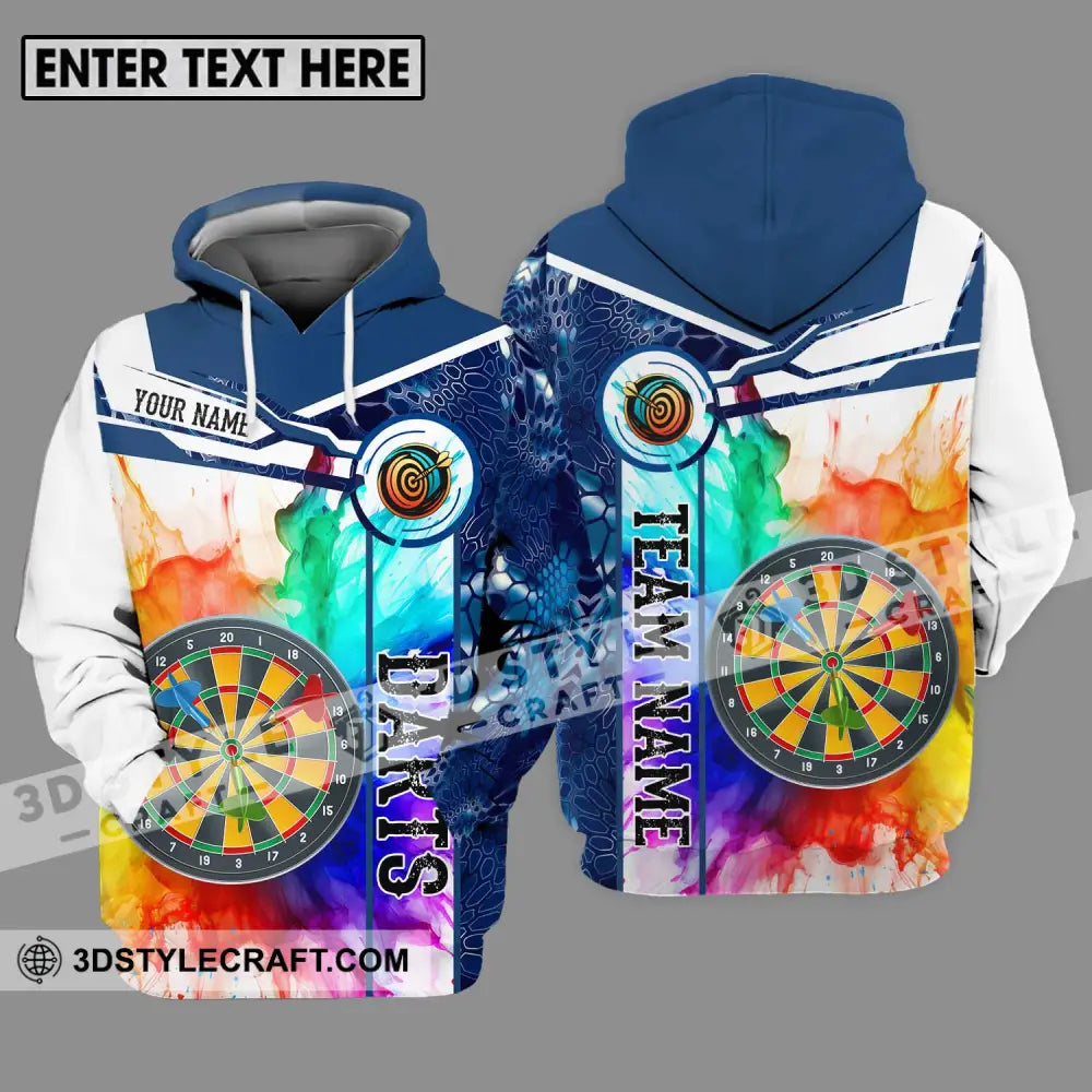 Unisex Shirt - Custom Name And Team Colorful Darts Hoodie / S T-Shirt