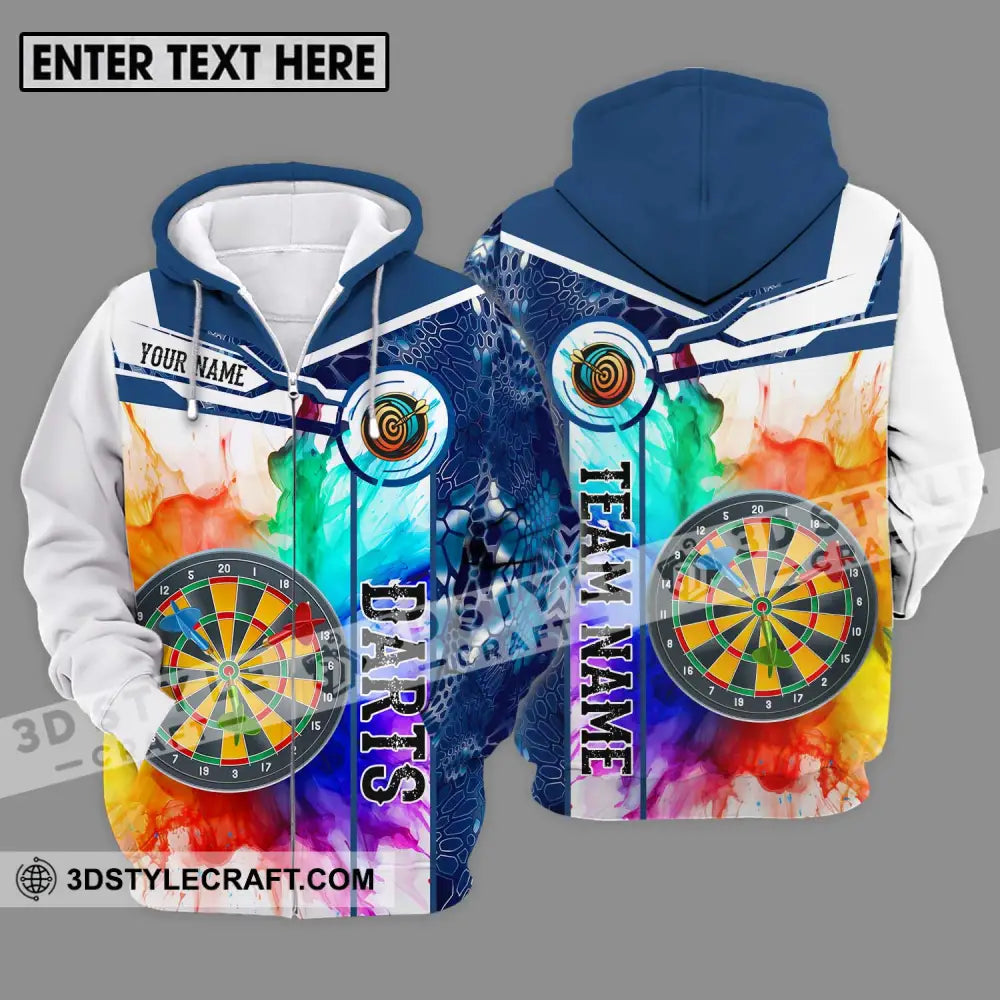 Unisex Shirt - Custom Name And Team Colorful Darts Zipper Hoodie / S T-Shirt