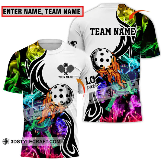 Unisex Shirt - Custom Name And Team Colorful Smoke Pickleball T-Shirt