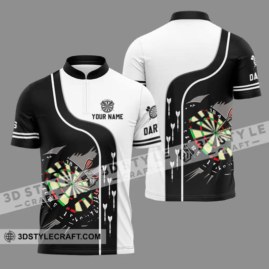 Unisex Shirt - Custom Name And Team Name Darts Shirt, Black And White style option 2