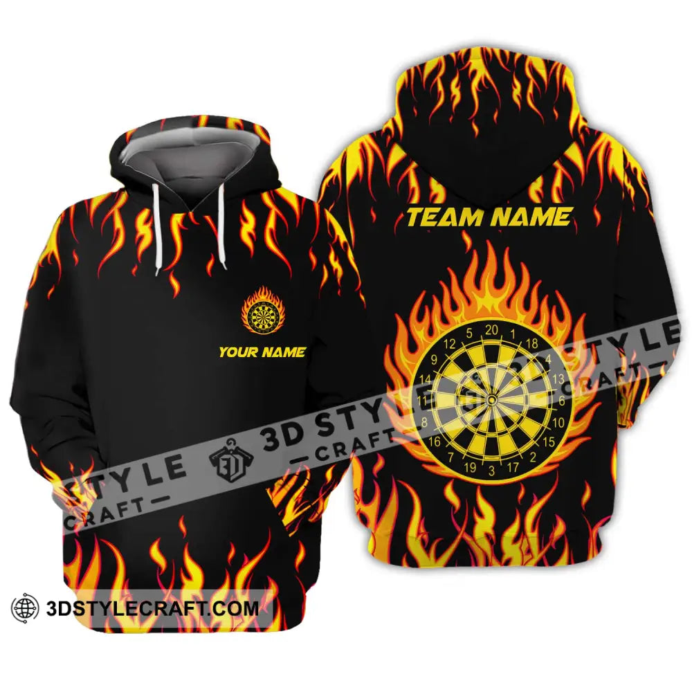 Unisex Shirt - Custom Name And Team Darts Fire Hoodie / S T-Shirt