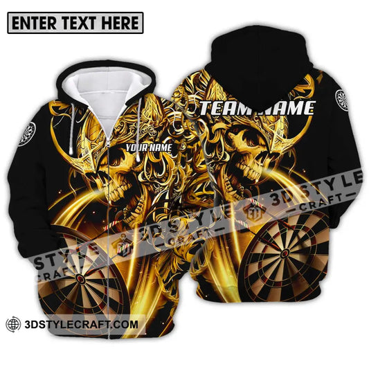 Unisex Shirt - Custom Name And Team Darts Gold Zipper Hoodie / S T-Shirt