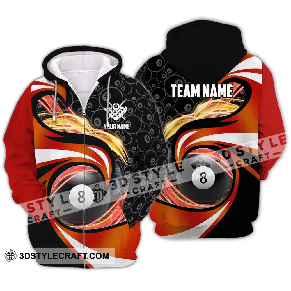 Unisex Shirt - Custom Name And Team Electric Spark Billiard Balls Zipper Hoodie / S T-Shirt