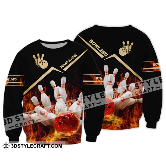 Unisex Shirt - Custom Name And Team Name Shirt, Fiery Bowling Shirt style option 4