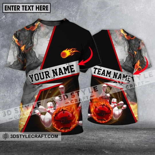 Unisex Shirt - Custom Name And Team Name Shirt, Fire Ball Bowling Lover Shirt style option 1