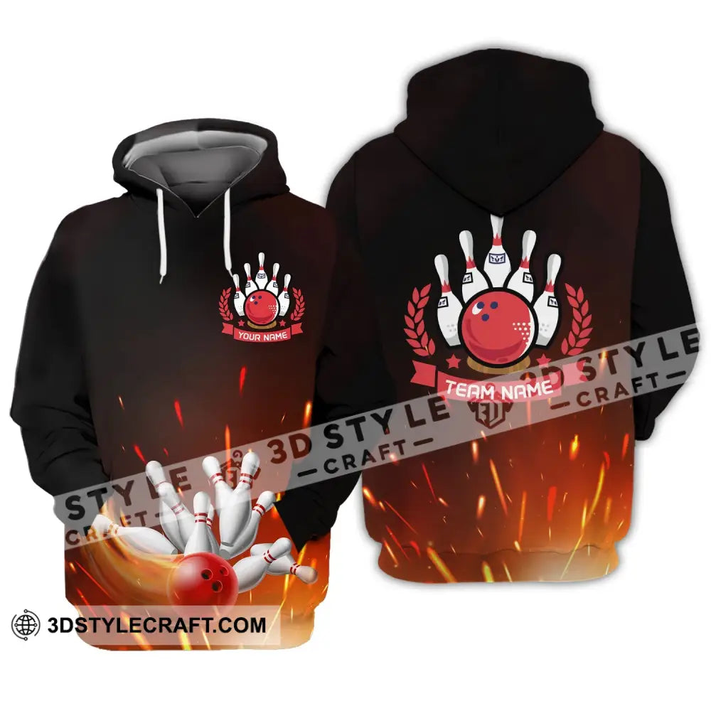 Unisex Shirt - Custom Name And Team -Fire Bowling Balls Hoodie / S T-Shirt