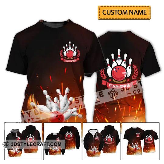 Unisex Shirt - Custom Name And Team Name Shirt -Fire Bowling Balls style option 2