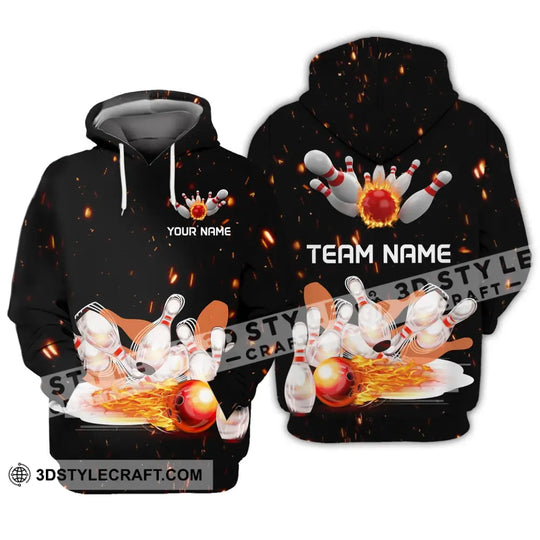 Unisex Shirt - Custom Name And Team Name Shirt - Fire Light Bowling Balls style option 3