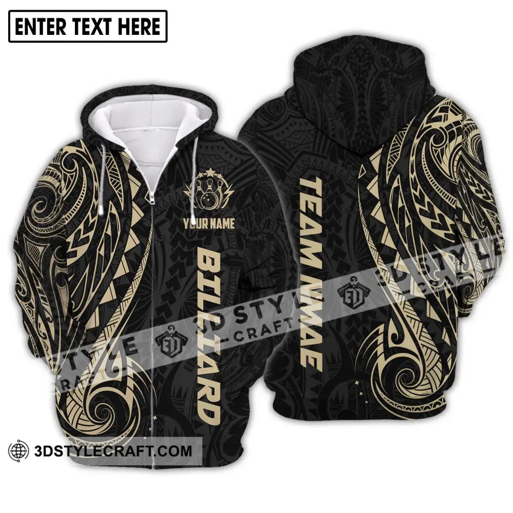 Unisex Shirt - Custom Name And Team Gold Pattern Zipper Hoodie / S T-Shirt