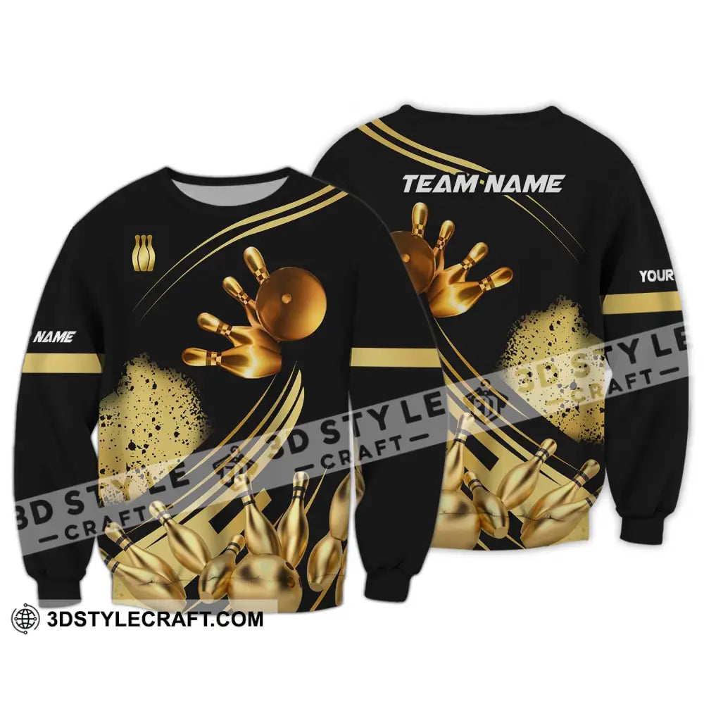 Unisex Shirt - Custom Name And Team Golden Bowling Long Sleeve / S T-Shirt