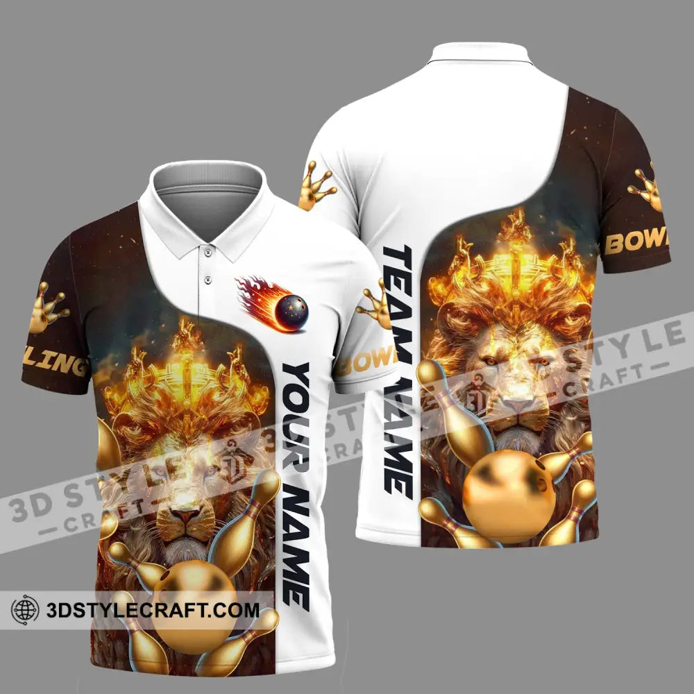 Unisex Shirt - Custom Name And Team Golden Lion Bowling Polo / S T-Shirt