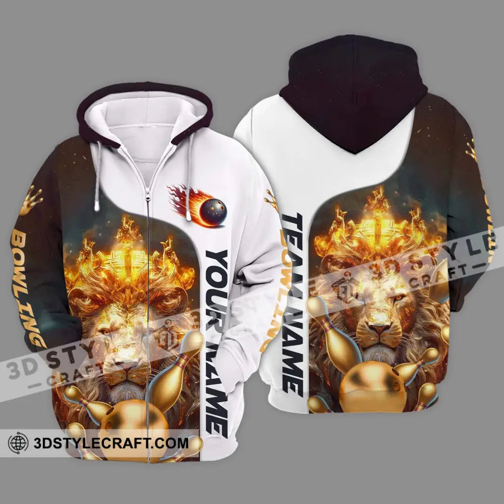 Unisex Shirt - Custom Name And Team Golden Lion Bowling Zipper Hoodie / S T-Shirt