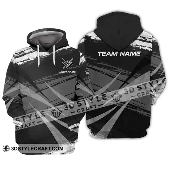 Unisex Shirt - Custom Name And Team Name Shirt, Gray Black Scratches Billiard Shirt style option 3