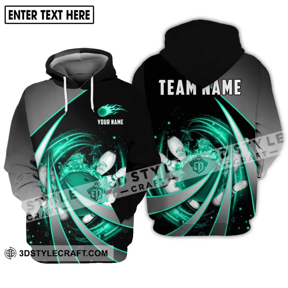 Unisex Shirt - Custom Name And Team Green Bowling Line Hoodie / S T-Shirt