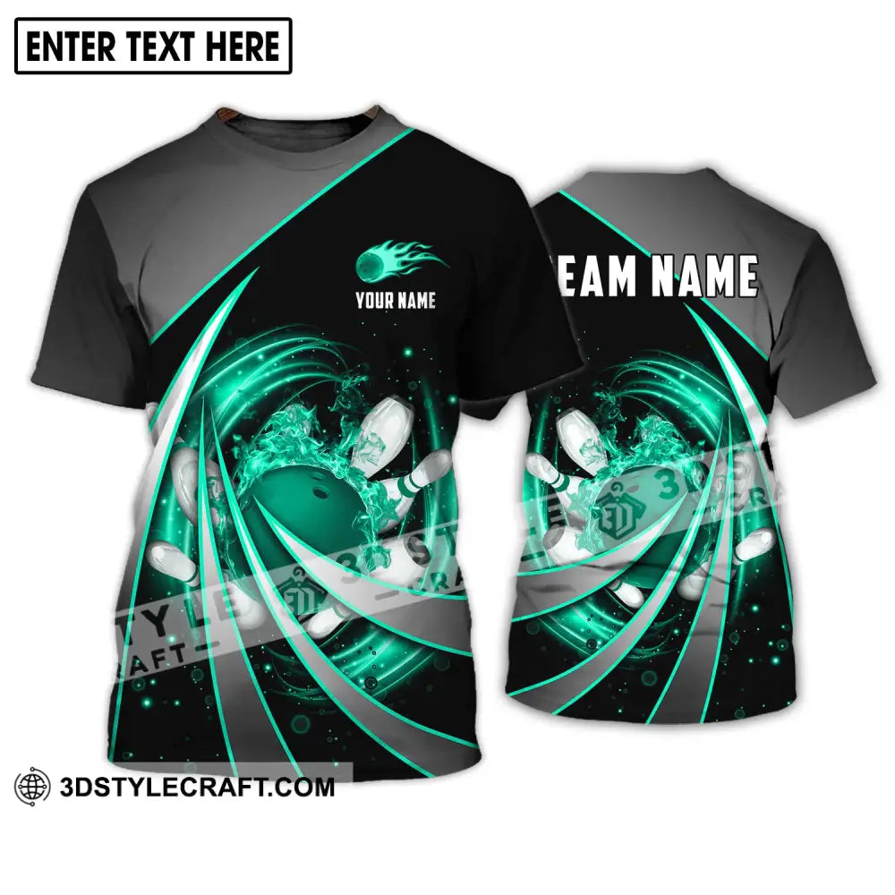 Unisex Shirt - Custom Name And Team Green Bowling Line T-Shirt / S T-Shirt