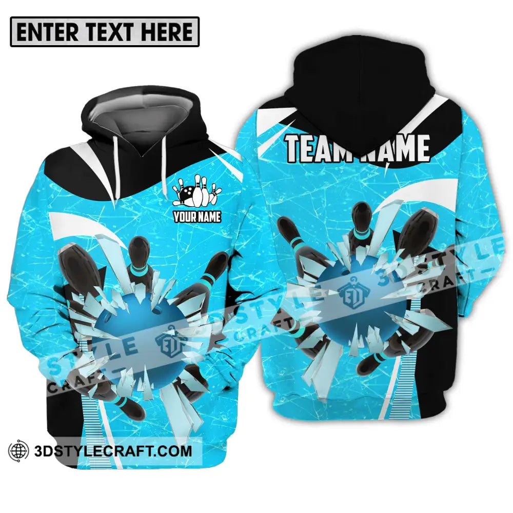 Unisex Shirt - Custom Name And Team Light Blue Pieces Bowling Hoodie / S T-Shirt