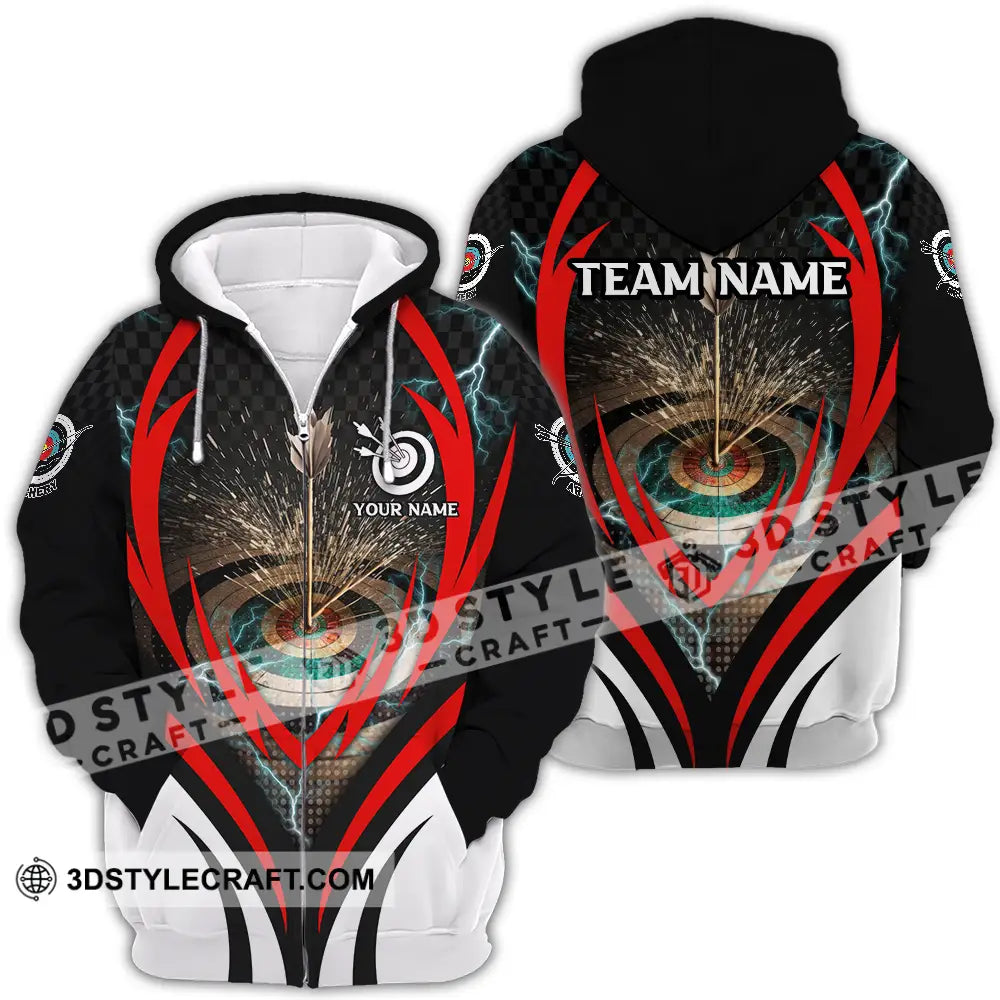 Unisex Shirt - Custom Name And Team On Target Archery Zipper Hoodie / S T-Shirt