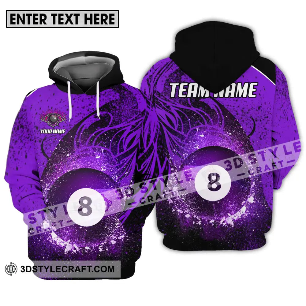 Unisex Shirt - Custom Name And Team Purple Billiard 8 Hoodie / S T-Shirt