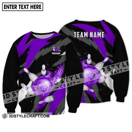Unisex Shirt - Custom Name And Team Name Shirt, Purple Bowling Ball Shirt style option 4