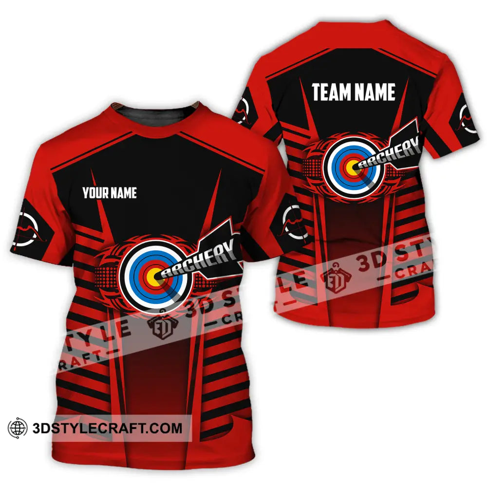 Unisex Shirt - Custom Name And Team Red Archery T-Shirt / S T-Shirt