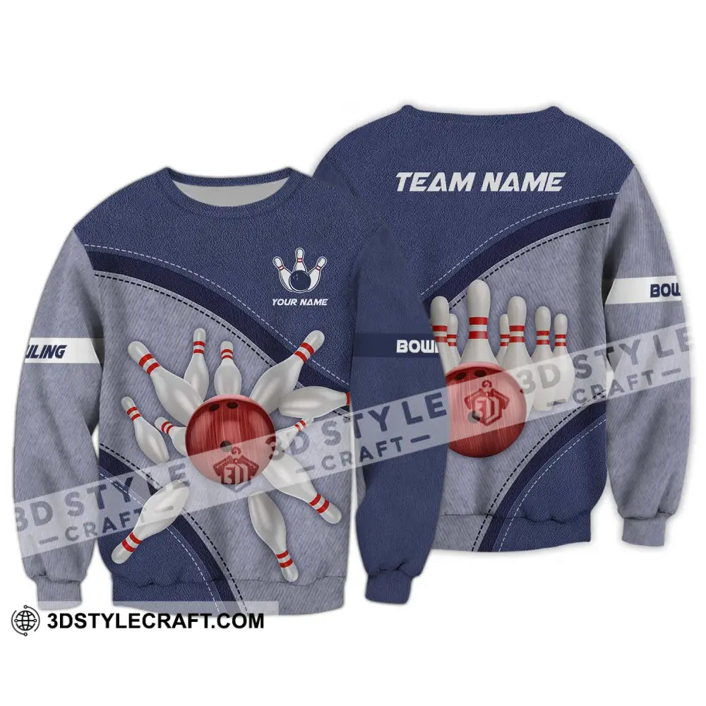 Unisex Shirt - Custom Name And Team Red Bowling Ball Long Sleeve / S T-Shirt