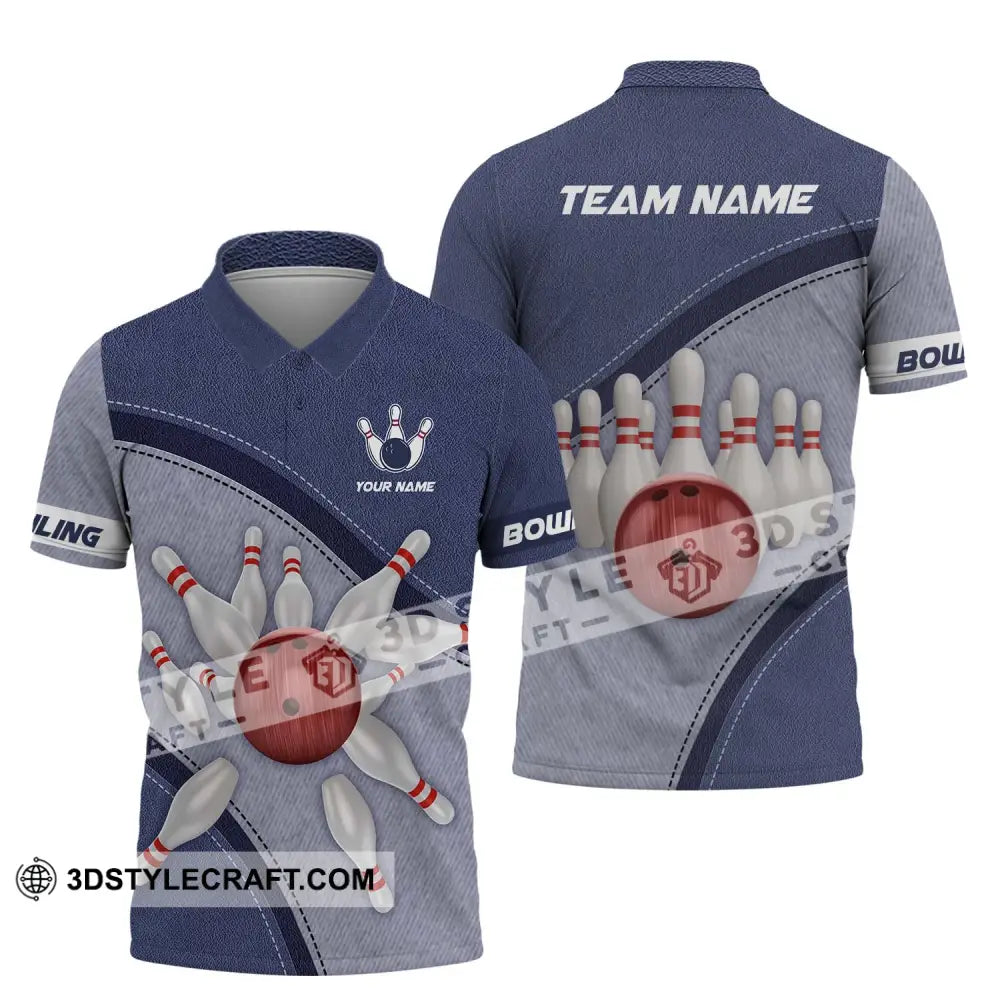 Unisex Shirt - Custom Name And Team Red Bowling Ball Polo / S T-Shirt