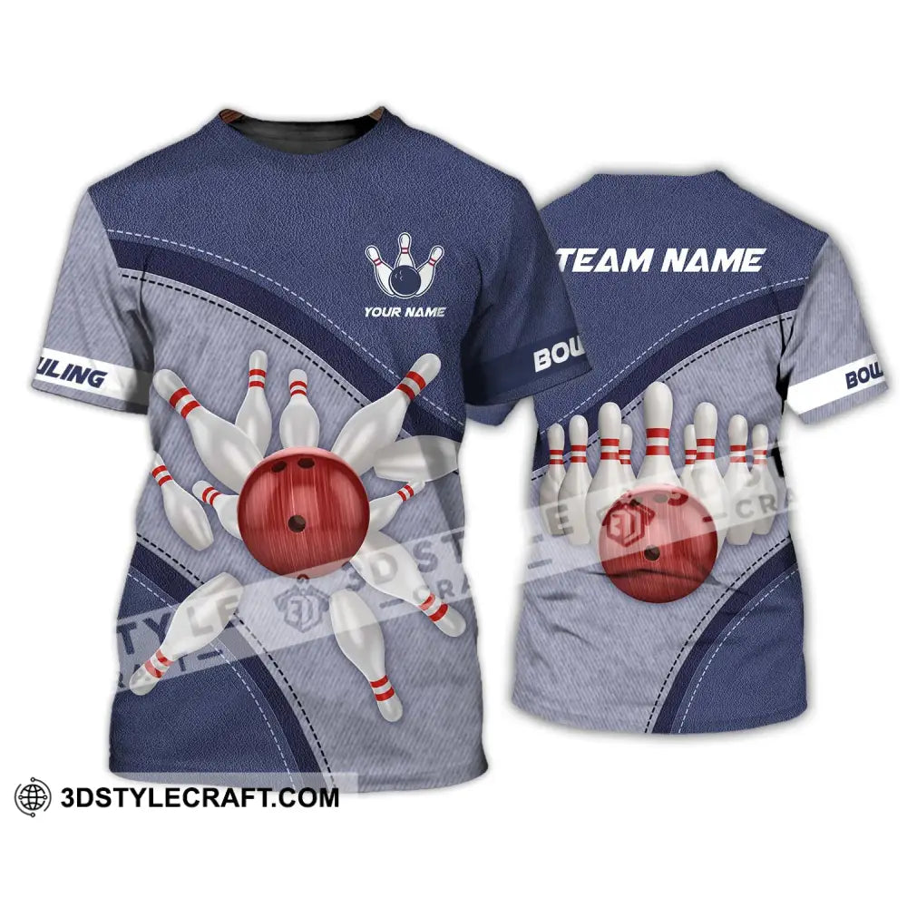 Unisex Shirt - Custom Name And Team Red Bowling Ball T-Shirt / S T-Shirt