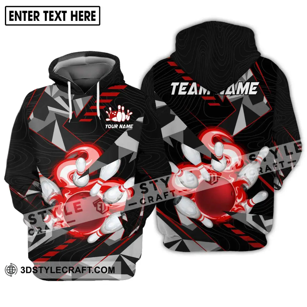 Unisex Shirt - Custom Name And Team Red Smoke Bowling Hoodie / S T-Shirt