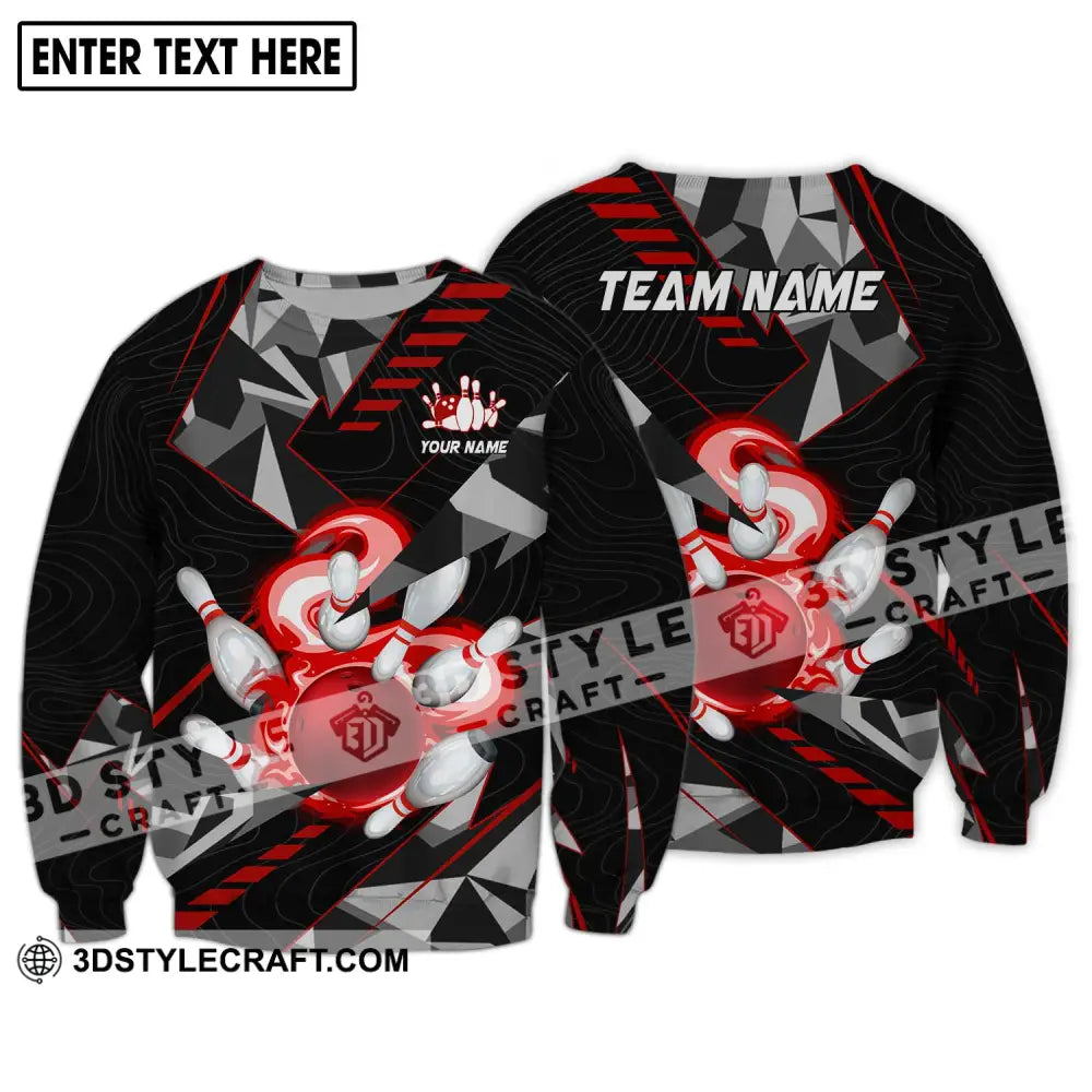 Unisex Shirt - Custom Name And Team Red Smoke Bowling Long Sleeve / S T-Shirt