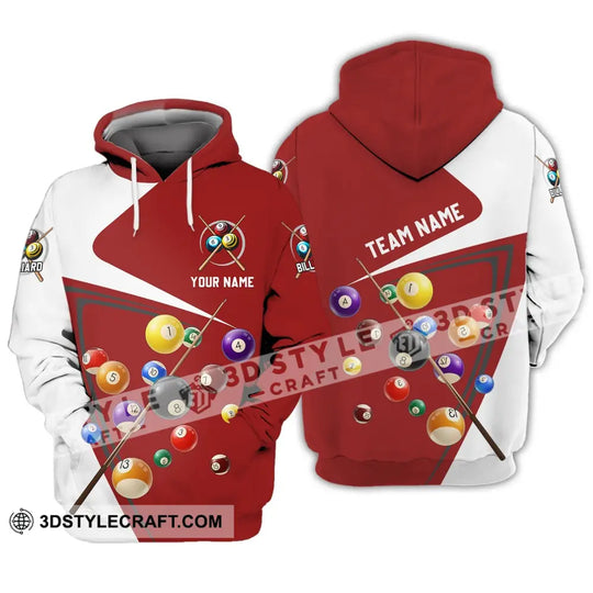 Unisex Shirt - Custom Name And Team Name Shirt - Red And White Shirt For Billiard Lover style option 3