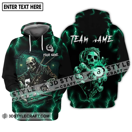 Unisex Shirt - Custom Name And Team Name Shirt, Skeleton Playing Billiards style option 3