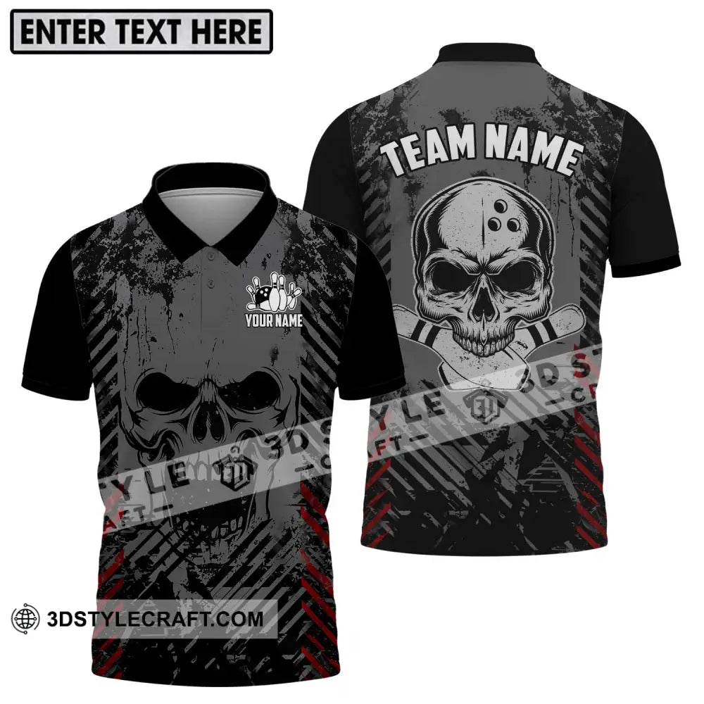 Unisex Shirt - Custom Name And Team Skull Bowling Polo / S T-Shirt