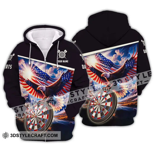 Unisex Shirt - Custom Name And Team Sport American Eagle Darts Zipper Hoodie / S T-Shirt