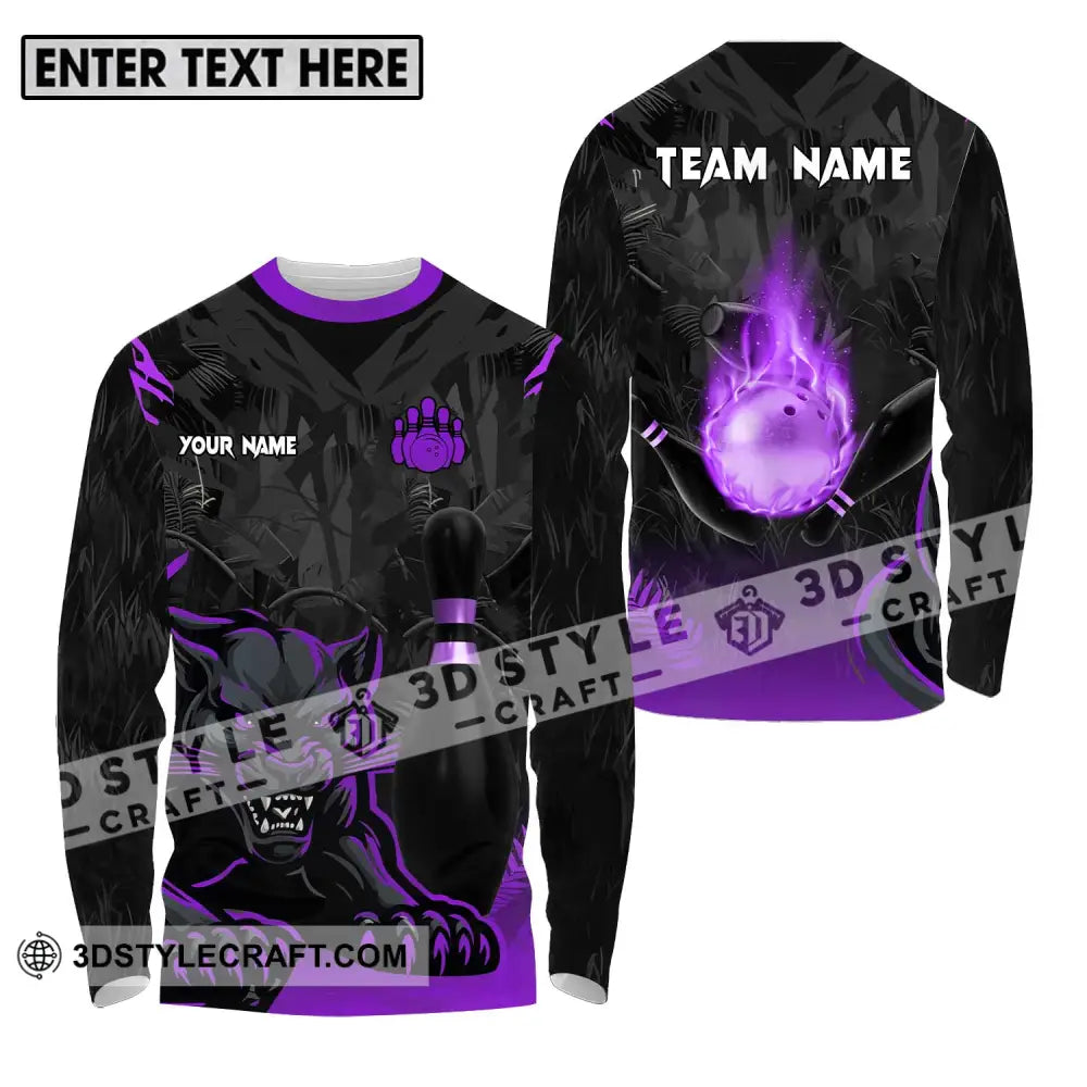 Unisex Shirt - Custom Name And Team Sport Black Panther Bowling Long Sleeve / S T-Shirt