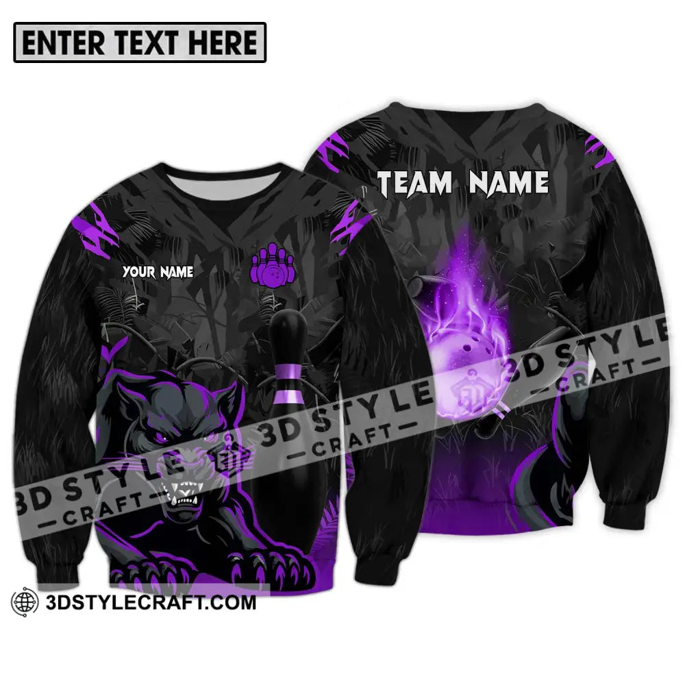 Unisex Shirt - Custom Name And Team Sport Black Panther Bowling Long Sleeve / S T-Shirt