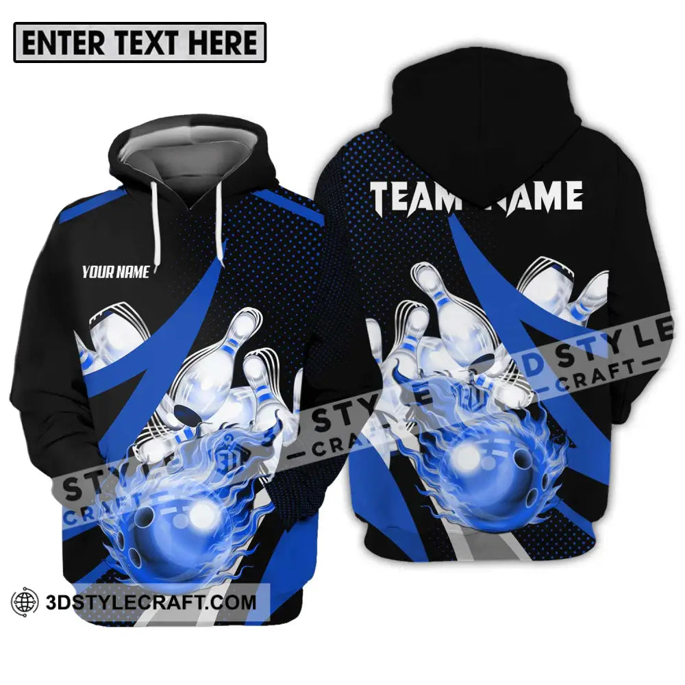 Unisex Shirt - Custom Name And Team Sport Bowling Blue Ball Hoodie / S T-Shirt