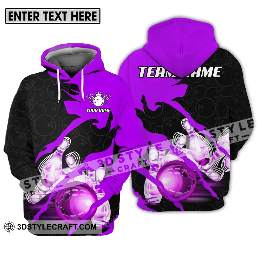 Unisex Shirt - Custom Name And Team Sport Bowling Purple Ball Hoodie / S T-Shirt