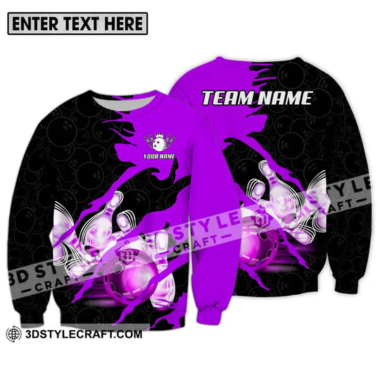 Unisex Shirt - Custom Name And Team Sport Bowling Shirt, Purple Bowling Ball style option 4