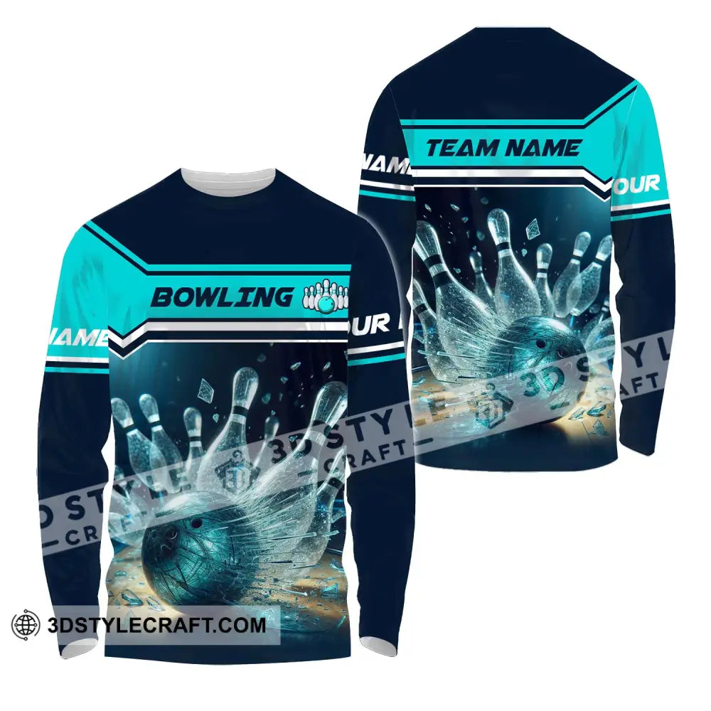 Unisex Shirt - Custom Name And Team Sport Crystal Bowling Long Sleeve / S T-Shirt