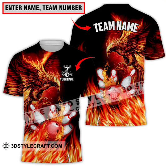 Unisex Shirt - Custom Name And Team Sport Fire Eagle Bowling T-Shirt