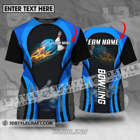 Unisex Shirt - Custom Name And Team Name Sport Shirt, Fire Ice Bowling Ball style option 1