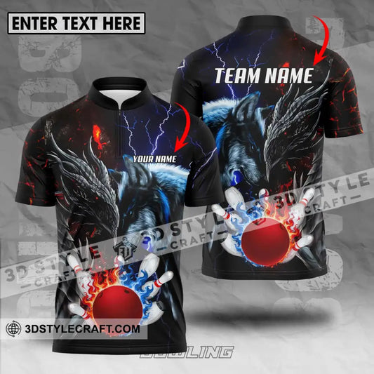 Unisex Shirt - Custom Name And Team Sport Fire Ice Bowling King T-Shirt