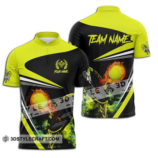 Unisex Shirt - Custom Name And Team Name Sport Shirt, Fire Tennis Ball style option 2