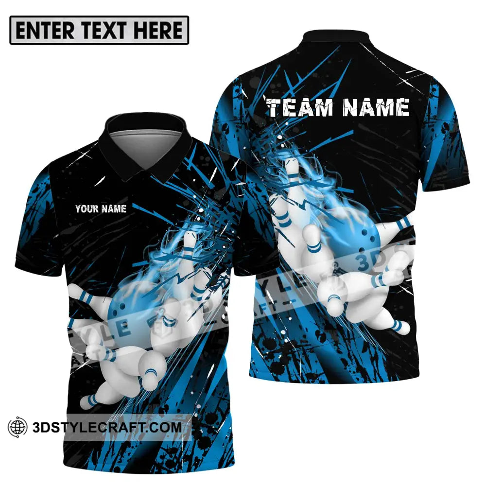 Unisex Shirt - Custom Name And Team Sport Ice Flash Bowling Polo / S T-Shirt