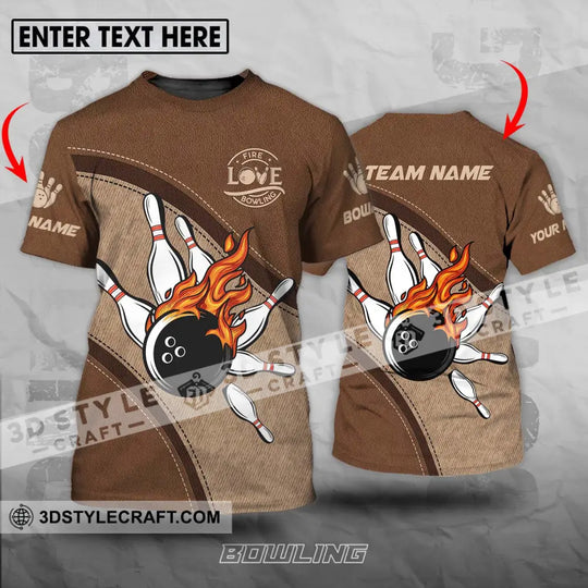Unisex Shirt - Custom Name And Team Name Sport Shirt, Love Fire Bowling style option 1