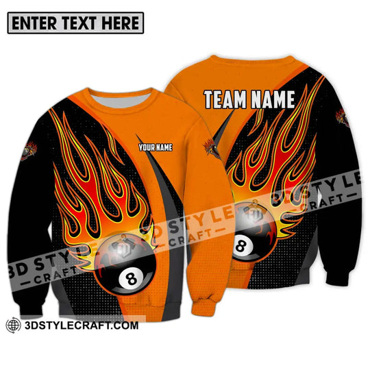 Unisex Shirt - Custom Name And Team Name Sport Shirt, Orange Billiard style option 4