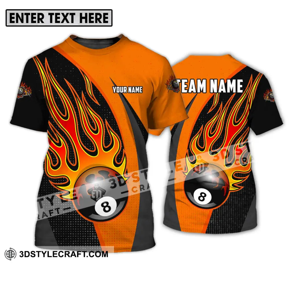 Unisex Shirt - Custom Name And Team Sport Orange Billiard T-Shirt / S T-Shirt