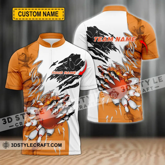 Unisex Shirt - Custom Name And Team Name Sport Shirt, Orange Bowling style option 1