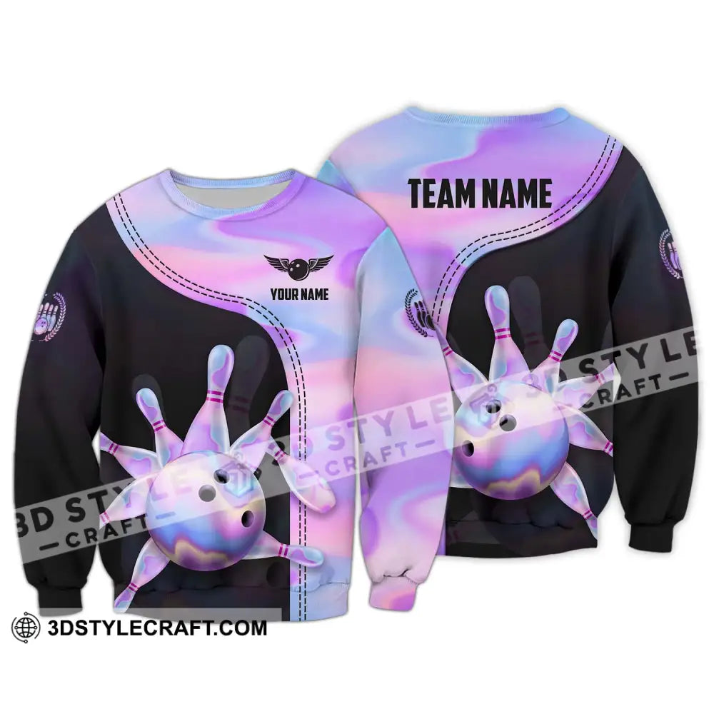 Unisex Shirt - Custom Name And Team Sport Pastel Color Bowling Long Sleeve / S T-Shirt